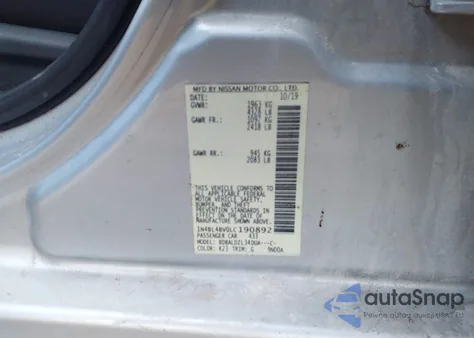 2020 Nissan Altima S Fwd from USA, damaged, VIN 1N4BL4BV0LC190892